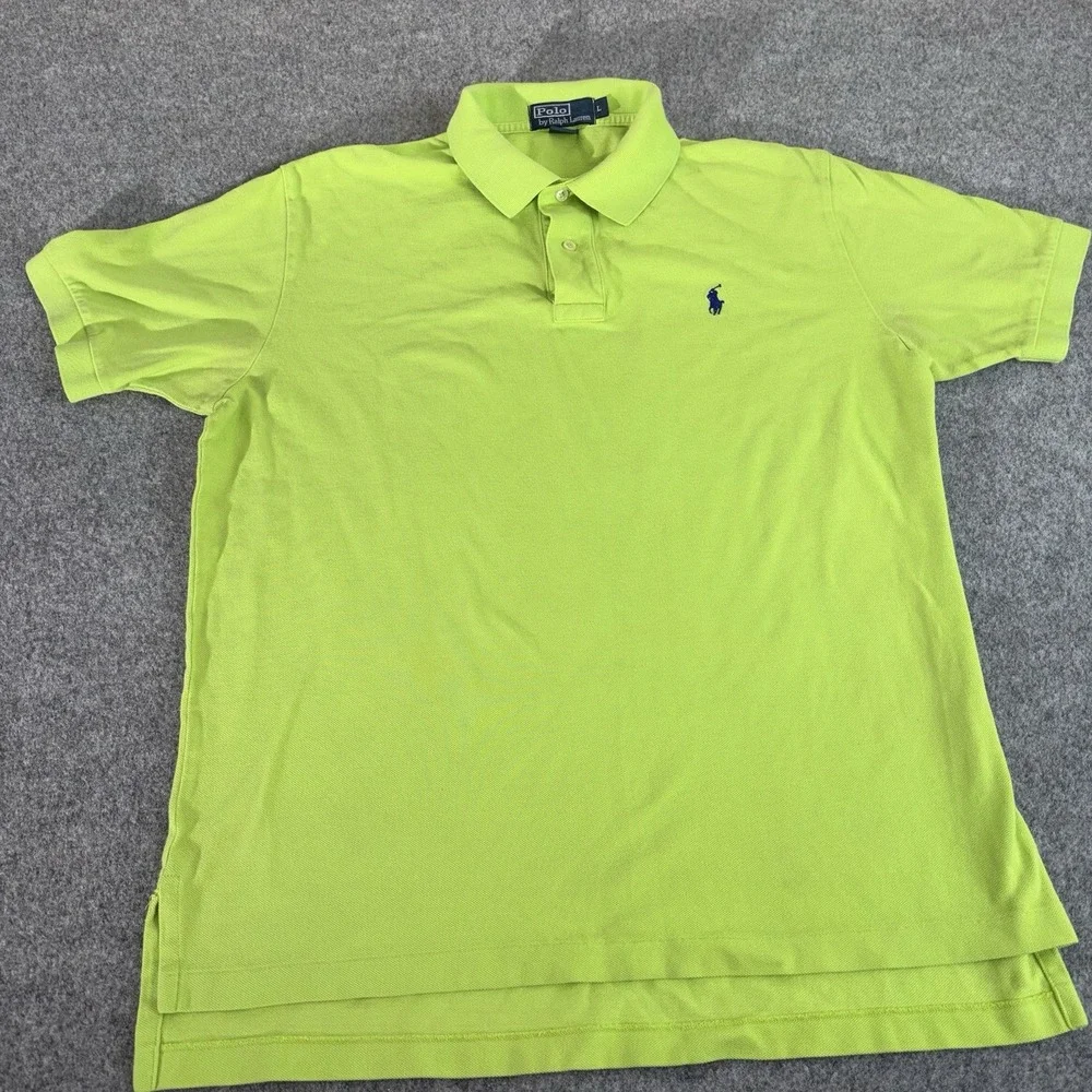 Polo Ralph Lauren Shirt Men's Large Lime Green‎ Short Sleeve Polo Classic Logo